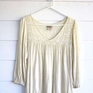 Lucky Brand cream shirt with mesh top